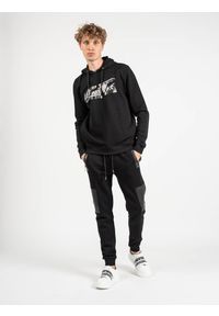 Les Hommes Bluza | LLH451-758P | Hooded Sweater | Mężczyzna | Czarny. Okazja: na co dzień. Typ kołnierza: kaptur. Kolor: czarny. Materiał: bawełna. Wzór: nadruk. Styl: casual #1