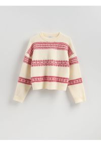 Reserved - Sweter we wzory - wielobarwny. Materiał: wełna, dzianina