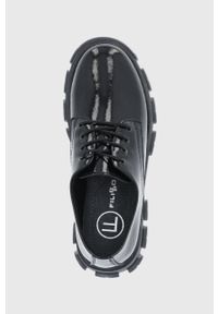 Answear Lab półbuty skórzane damskie kolor czarny na platformie. Nosek buta: okrągły. Zapięcie: sznurówki. Kolor: czarny. Materiał: skóra. Obcas: na platformie. Styl: wakacyjny