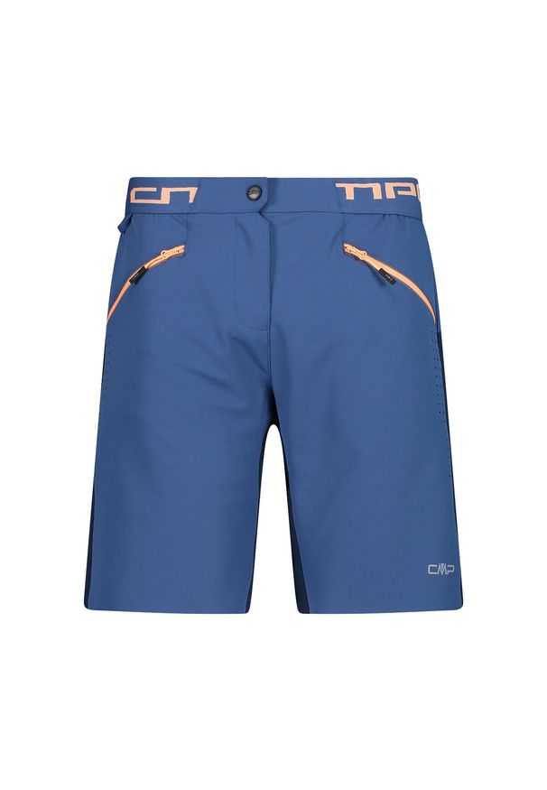 Szorty damskie z wewnętrzną dzianinową bielizną CMP Free. Kolor: niebieski, wielokolorowy, pomarańczowy. Materiał: dzianina. Długość: krótkie. Sport: kolarstwo