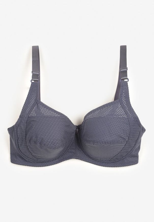 Born2be - Granatowo-Szary Biustonosz Typu Full Cup Vikkoria. Kolekcja: plus size. Kolor: niebieski