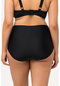ULLA POPKEN - Damski Dół od bikini drapowanie wysoki stan. Kolekcja: plus size. Kolor: czarny. Materiał: poliester, elastan, poliamid, materiał