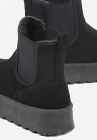 Born2be - Czarne Śniegowce na Grubej Podeszwie w Stylu Sztybletów Avrenna. Okazja: na co dzień. Kolor: czarny. Materiał: jeans. Styl: casual, klasyczny #4