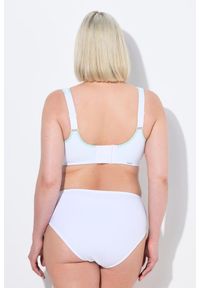 ULLA POPKEN - Damski Biustonosz sportowy bez fiszbin mikrofibra wstawka z siateczki. Kolekcja: plus size. Kolor: biały. Materiał: poliester, elastan, poliamid, materiał