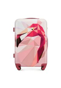 Wittchen - Średnia walizka z ABS-u z nadrukiem różowa. Kolor: różowy. Materiał: guma. Wzór: nadruk. Styl: wakacyjny #1