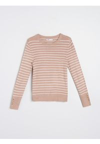 Sinsay - Sweter z wiskozą w paski - beżowy. Kolor: beżowy. Materiał: wiskoza. Wzór: paski #1