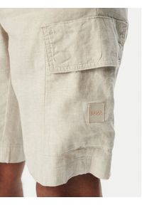 BOSS Szorty materiałowe Sisla 50559366 Szary jasny Relaxed Fit. Kolor: szary. Materiał: len #3