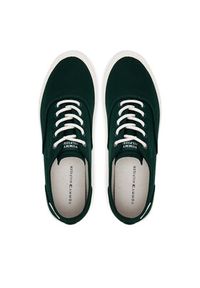 TOMMY HILFIGER - Tommy Hilfiger Tenisówki Th Hi Vulc Low Oxford Twill FM0FM05400 Zielony. Kolor: zielony. Materiał: materiał #6