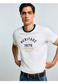 Big-Star - Koszulka męska z nadrukiem biała Jaros 100. Okazja: na co dzień. Kolor: biały. Materiał: dzianina, jeans. Wzór: nadruk. Styl: vintage, sportowy, klasyczny, casual #5