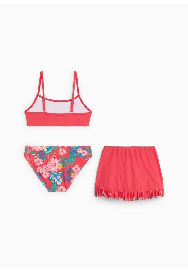 bonprix - Bikini + spódniczka (3 części). Kolor: różowy