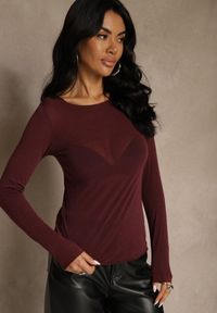 Renee - Bordowa Bluzka Longsleeve z Wiskozy i Kaszmiru Unelle. Kolor: czerwony. Materiał: wiskoza, kaszmir. Długość rękawa: długi rękaw. Styl: klasyczny #3