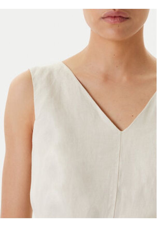 United Colors of Benetton - United Colors Of Benetton Kombinezon 4AGHDT00E Beżowy Wide Leg. Kolor: beżowy. Materiał: len