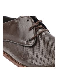 Brązowe Oxfordy Armodo Eleganckie Obuwie Damskie. Okazja: na co dzień, na spacer, do pracy. Kolor: brązowy. Materiał: skóra. Szerokość cholewki: normalna. Obcas: na obcasie. Styl: elegancki. Wysokość obcasa: niski #2