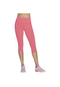 skechers - Spodenki sportowe damskie Skechers Go Walk High Waisted Capri Short. Kolor: czerwony. Materiał: nylon, elastan