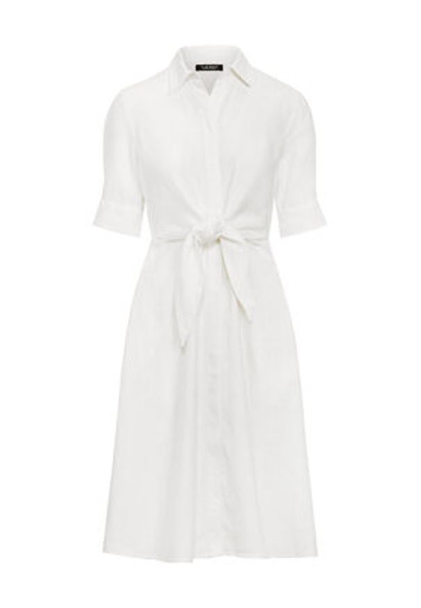 Lauren Ralph Lauren Sukienka koszulowa 200831364001 Biały Regular Fit. Kolor: biały. Materiał: len. Typ sukienki: koszulowe