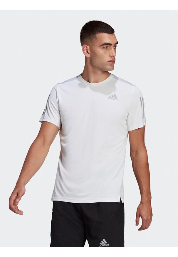Adidas - T-Shirt adidas. Kolor: biały. Materiał: syntetyk. Sport: bieganie