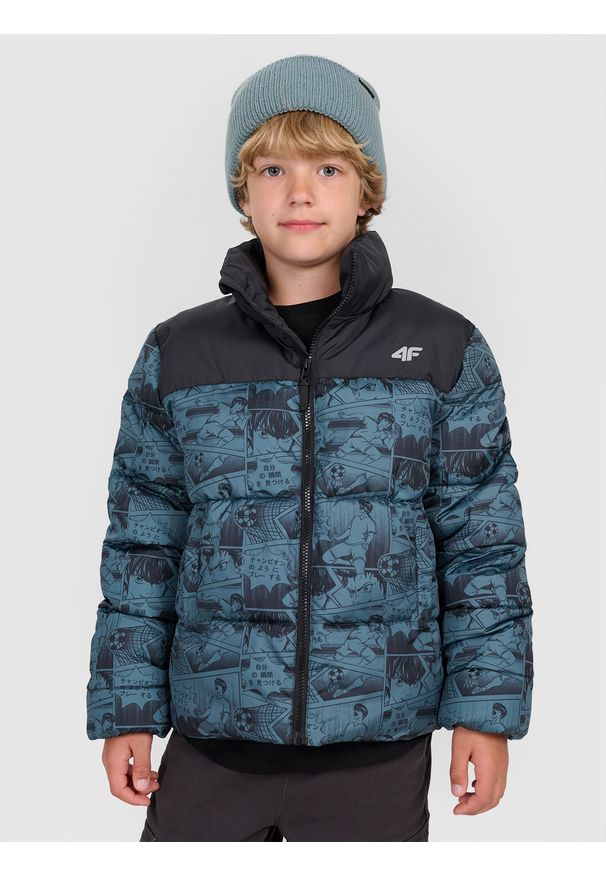 4f - 4F Kurtka puchowa z wypełnieniem syntetycznym chłopięca - zielona 164 (13-14 lat). Okazja: na co dzień. Kolor: zielony. Materiał: syntetyk, puch. Sezon: lato. Styl: casual