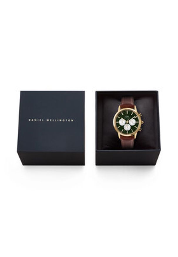 Daniel Wellington Zegarek Iconic Chronograph St Mawes Arctic Panda DW00100876 Brązowy. Kolor: brązowy