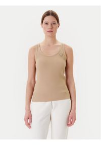 Guess Top V4YP06 K8RT2 Beżowy Regular Fit. Kolor: beżowy. Materiał: wiskoza