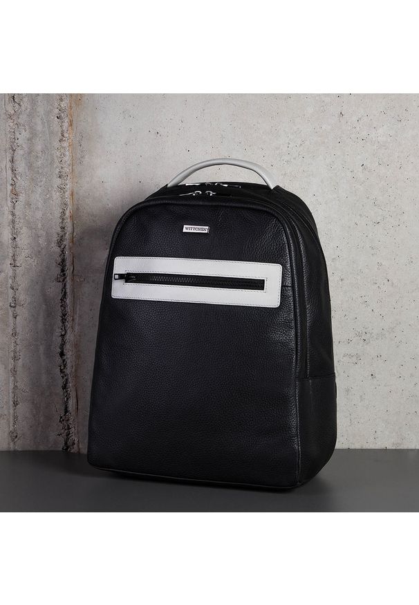 Wittchen - Męski plecak na laptopa 11"/12" skórzany. Kolor: szary. Materiał: skóra. Styl: klasyczny, elegancki, biznesowy