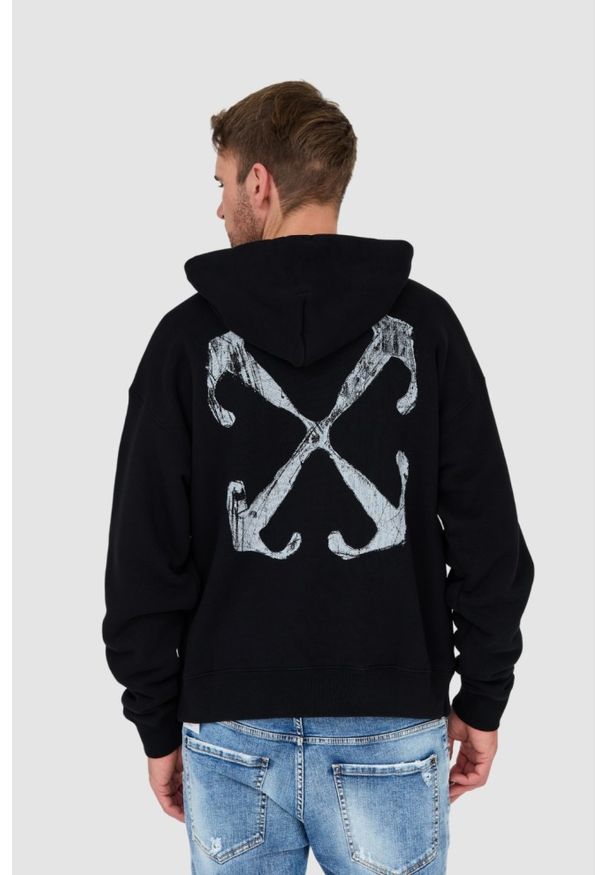 OFF-WHITE Czarna męska bluza, Rozmiar L. Typ kołnierza: kaptur. Kolor: czarny