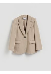 Reserved - Jednorzędowa marynarka - beżowy. Kolor: beżowy. Materiał: tkanina, wiskoza #1