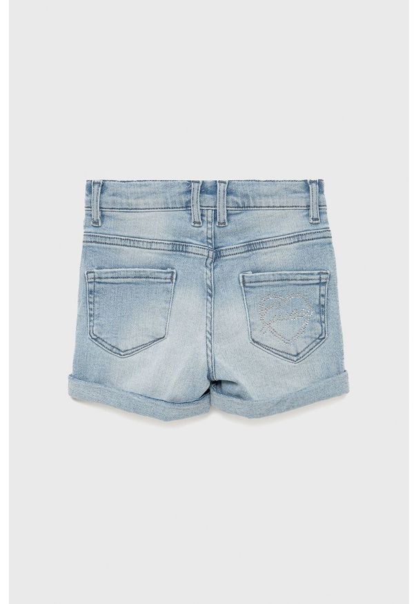 Guess szorty dziecięce regulowana talia. Okazja: na co dzień. Kolor: niebieski. Materiał: denim, tkanina. Styl: casual