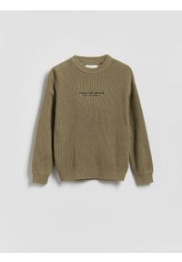 Reserved - Strukturalny sweter z bawełną - beżowy. Kolor: beżowy. Materiał: bawełna