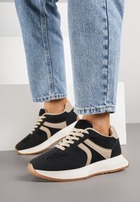 Born2be - Czarne Sneakersy Ozdobione Paskami Florgisse. Okazja: na co dzień, na spacer. Zapięcie: pasek. Kolor: czarny. Materiał: jeans. Wzór: aplikacja. Sport: turystyka piesza