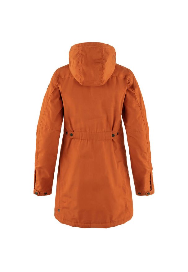 Fjällräven - Kurtka uniwersalna damska Fjallraven Kiruna. Typ kołnierza: kaptur. Kolor: czerwony. Materiał: syntetyk. Długość: długie