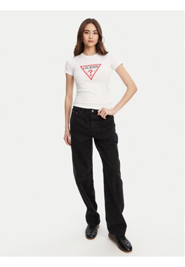 Guess Jeans T-Shirt W4YI04 J1314 Biały Regular Fit. Kolor: biały. Materiał: bawełna