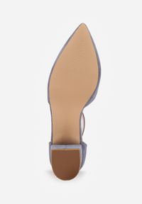 Renee - Niebieskie Czółenka na Słupku Vices ze Skórzaną Wkładką i Paskiem przy Kostce Nurilora. Zapięcie: pasek. Kolor: niebieski. Materiał: skóra. Obcas: na słupku. Styl: elegancki. Wysokość obcasa: średni #5