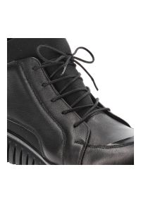 Czarne Sneakersy Damskie Artiker Wygodne Półbuty. Okazja: na co dzień. Zapięcie: sznurówki. Kolor: czarny. Materiał: tkanina, skóra. Szerokość cholewki: normalna #5