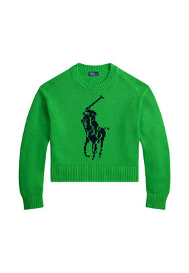 Polo Ralph Lauren Sweter 211A96234003 Zielony Relaxed Fit. Typ kołnierza: polo. Kolor: zielony. Materiał: bawełna