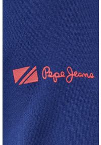 Pepe Jeans bluza bawełniana Dev męska kolor granatowy z nadrukiem. Kolor: niebieski. Materiał: bawełna. Wzór: nadruk