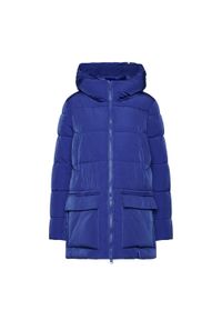 Kurtka zimowa damska Champion Hooded Jacket. Kolor: niebieski. Materiał: poliester. Sezon: zima. Sport: turystyka piesza