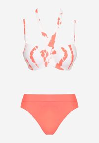 Renee - Pomarańczowo-Białe Bikini z Ozdobnym Biustonoszem i Plażową Narzutką w Komplecie Mayamarie. Kolor: pomarańczowy #6
