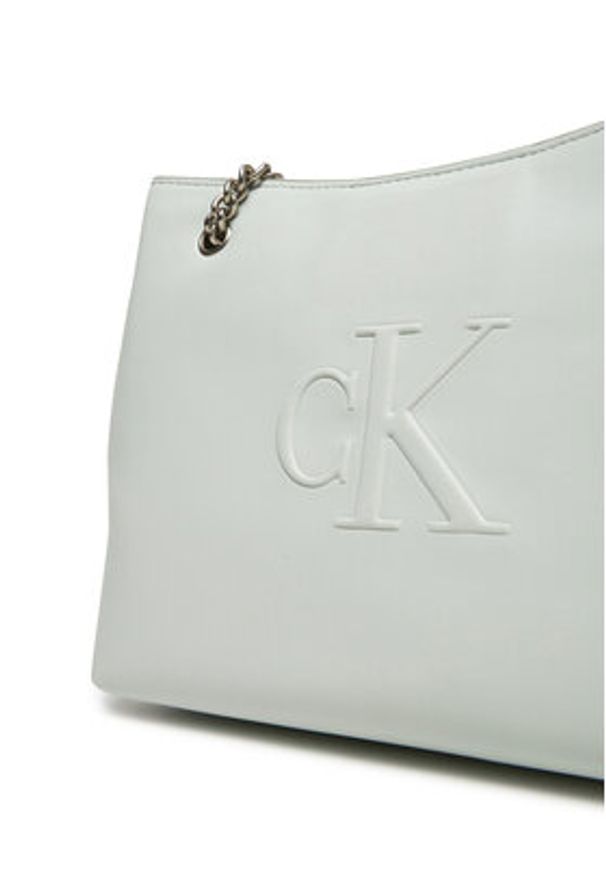 Calvin Klein Jeans Torebka Sculpted Chain Shoulder Bag LV04K3163G Szary. Kolor: szary. Materiał: skórzane