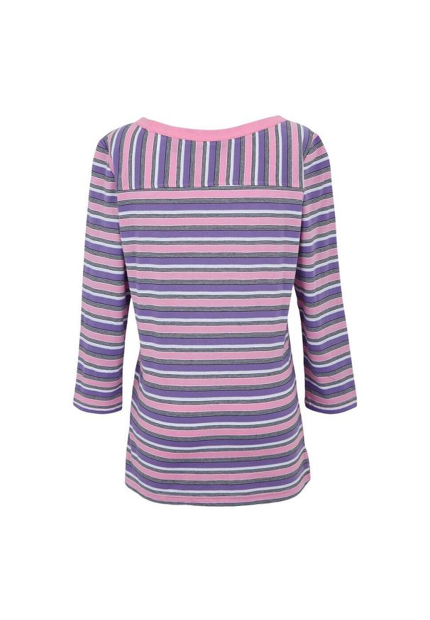 Regatta - T-shirt Damski W Paski Baylette II. Kolor: różowy. Wzór: paski. Sport: turystyka piesza