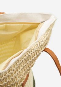 Born2be - Beżowo-Zielona Torebka Tote w Stylu Boho z Plecionki na Suwak Rin. Kolor: zielony. Sezon: lato. Styl: boho