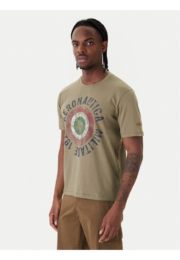 Aeronautica Militare T-Shirt 261TS2538UJ00727 Zielony Regular Fit. Kolor: zielony. Materiał: bawełna