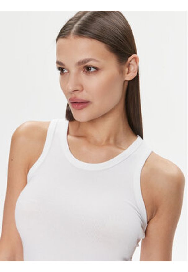 Calvin Klein Top Modal Rib Tank Top K20K206406 Biały Slim Fit. Kolor: biały
