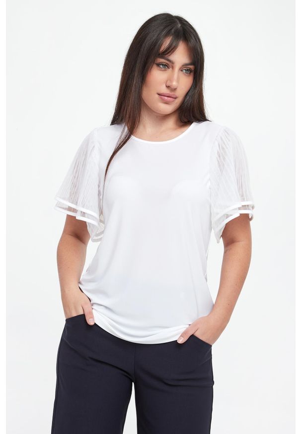 Joseph Ribkoff - Bluzka damska z tiulowymi rękawami JOSEPH RIBKOFF. Materiał: tiul