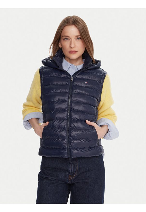 TOMMY HILFIGER - Tommy Hilfiger Bezrękawnik WW0WW47352 Granatowy Slim Fit. Kolor: niebieski. Materiał: syntetyk. Długość rękawa: bez rękawów