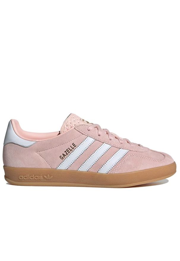 Adidas - Buty adidas Gazelle Indoor IH5484 - różowe. Okazja: na uczelnię. Zapięcie: pasek. Kolor: różowy. Materiał: guma, zamsz, skóra. Szerokość cholewki: normalna. Wzór: aplikacja, paski. Sezon: lato. Model: Adidas Gazelle