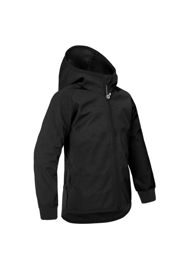 UNUO - Kurtka softshellowa dziecięca bez ocieplenia, elastyczna Basic, czarna. Kolor: czarny. Materiał: softshell. Sezon: lato, jesień, wiosna