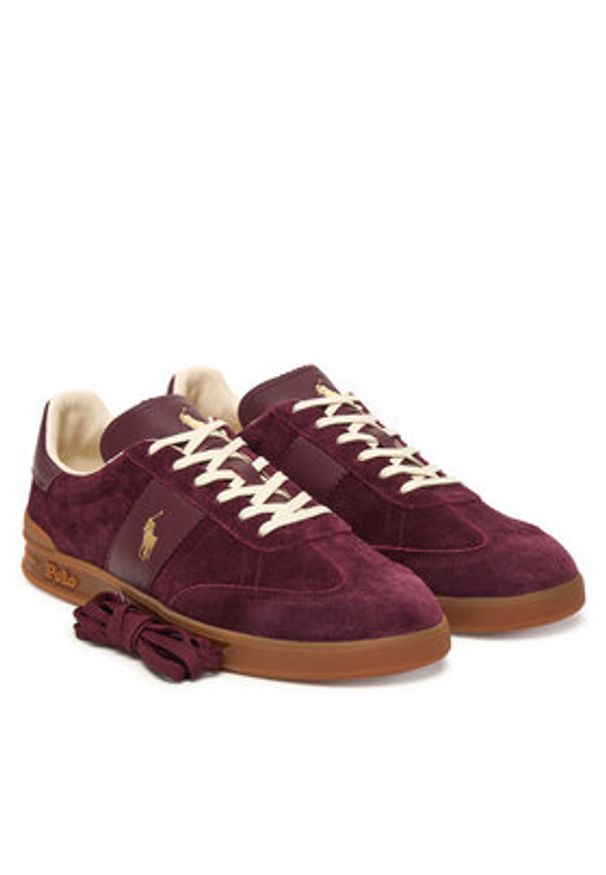 Polo Ralph Lauren Sneakersy 809973707003 Bordowy. Kolor: czerwony. Materiał: skóra, zamsz