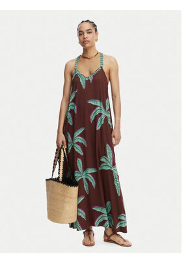 LOLA CASADEMUNT Sukienka letnia LS2616022 Brązowy Relaxed Fit. Kolor: brązowy. Sezon: lato