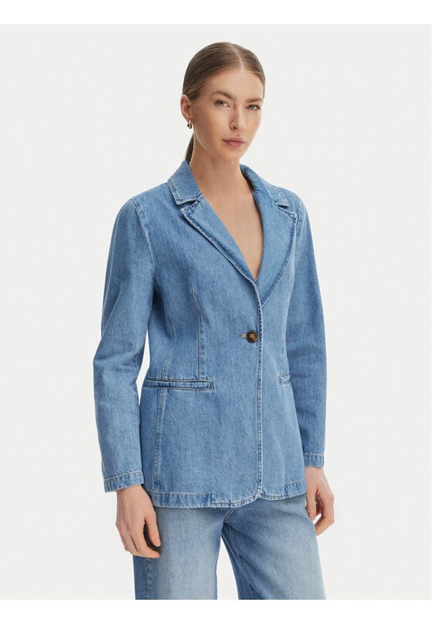 Marella Marynarka Teca 2615041021 Niebieski Regular Fit. Kolor: niebieski. Materiał: bawełna, jeans