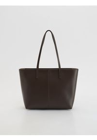 Reserved - Torebka shopper - brązowy. Kolor: brązowy. Materiał: skórzane